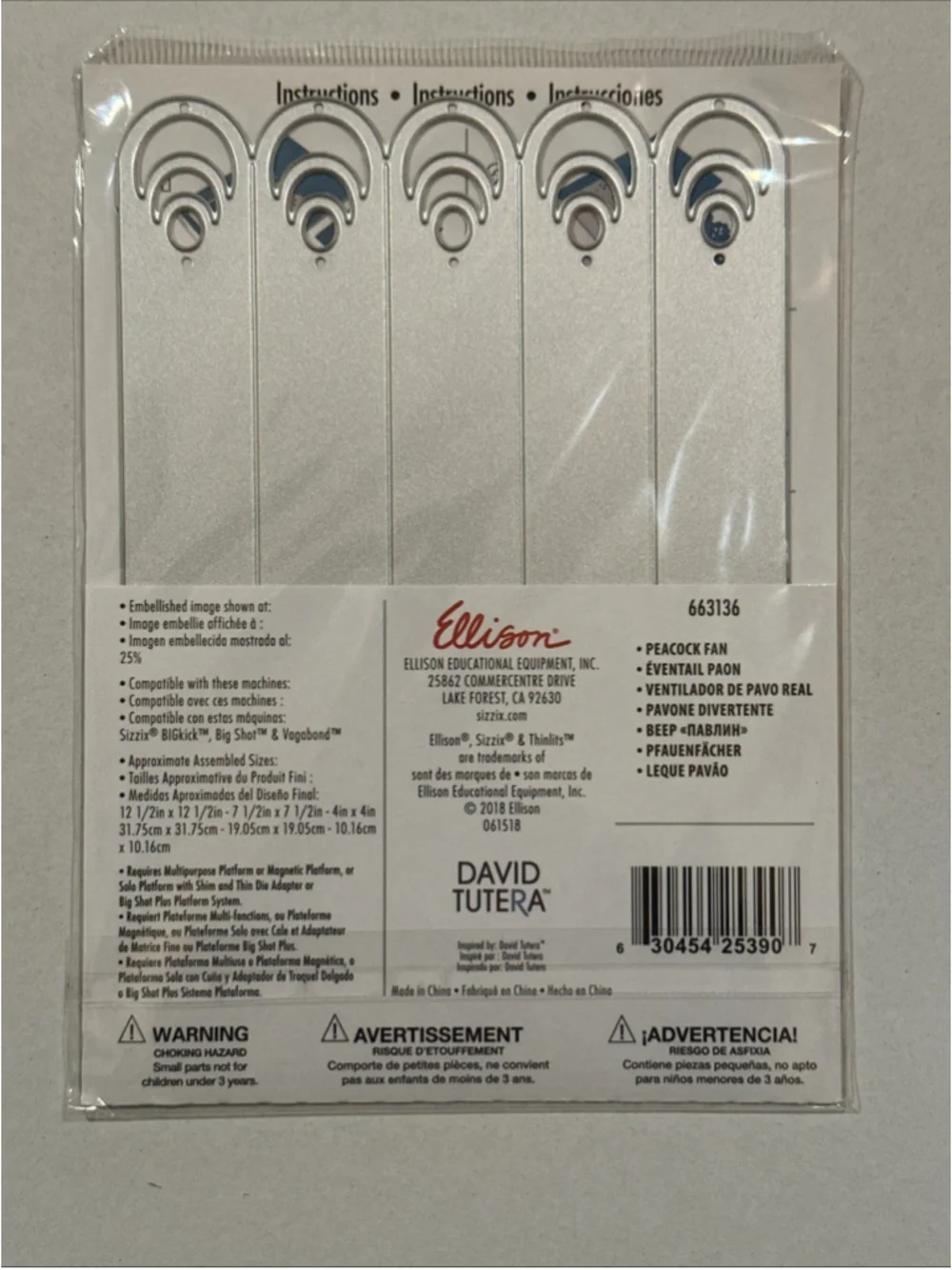 Sizzix David Tutera 663136 Peacock Fan Thinlits Die Set 2pc Party Decor
